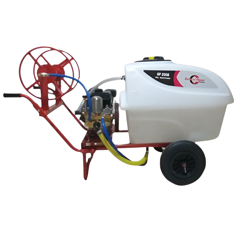 Tank Capacity: 200 liters Zongshen ZS-170 Engine Power: 7 HP Engine Capacity: 208 CC Rotation Speed: 3600 RPM Operation: Manual Pull Start Flow Rate: 14 to 22 liters per minute • Operating Pressure: 20 to 40 kg/cm² • Pump Power: 3.5 to 4 HP Pump Speed: 300 to 1000 RPM